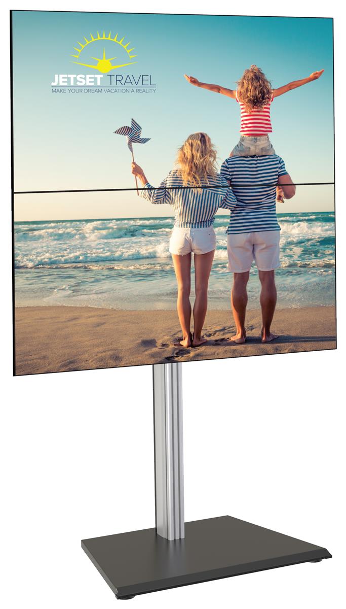 Vertical Dual TV Floor Stand Silver Aluminum Construction